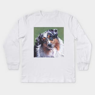 Australian Shepherd Fine Art Painting Kids Long Sleeve T-Shirt